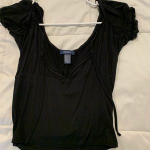Cropped puffed sleeve T-shirt